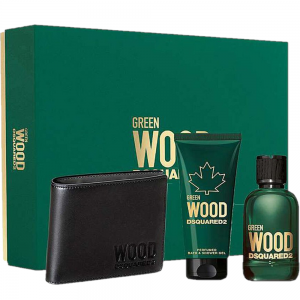 DSquared² Green Wood Gift Set 100ml EDT + 100ml Shower Gel + Wallet