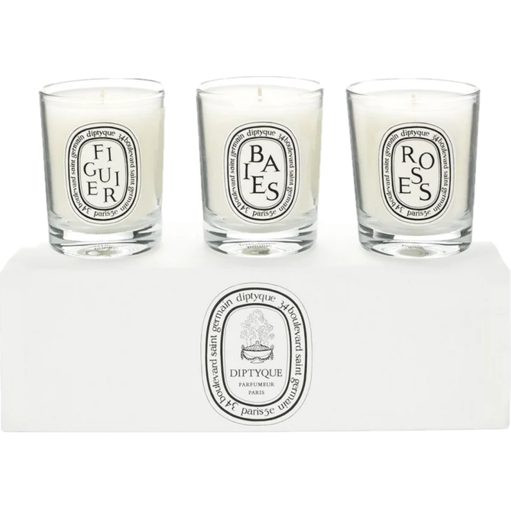 Diptyque Votive Candle Trio Gift Set 70g Baies + 70g Figuier + 70g Roses