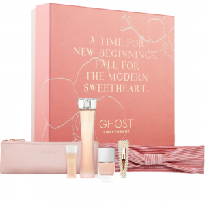 Ghost Sweetheart Gift Set 50ml EDT + 5ml EDT + 10ml Peach Nail Polish + Cosmetic Pouch + Hair Clip + Headband